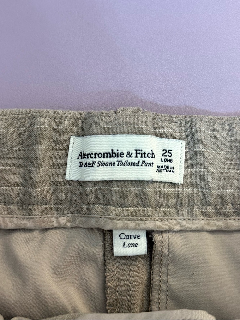Abercrombie & Fitch Taupe Pinstripe Wide Leg Pants - Picture 5 of 6